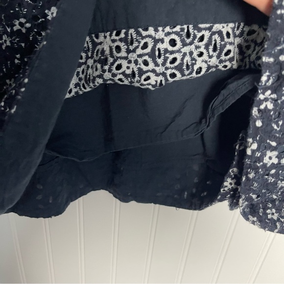 Anthropologie Maeve Dress Size 6 Lillianne Navy Floral Eyelet Boho Summer - Picture 5 of 12